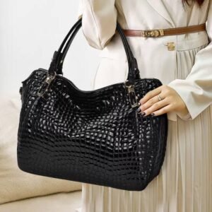 Crocodile Pattern Genuine Leather Women's Large Bag
