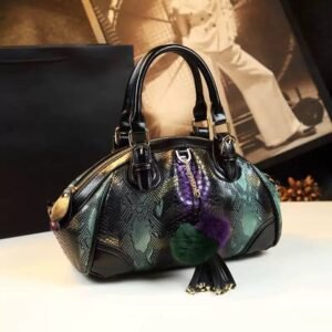 High-End Snake-Pattern Genuine Leather Handbag