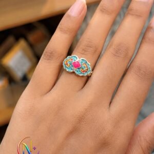 Classical Ethnic Style Enamel Ruyi Adjustable Ring